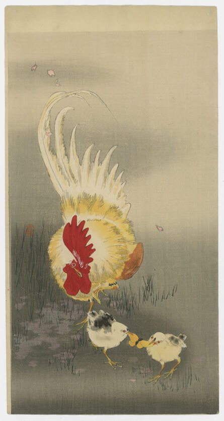 Ohara Koson, ‘ROOSTER AND CHICKS’