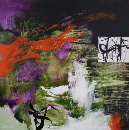 Laurie Barmore, ‘The Stories That Create Us #12 Contemporary Mixed Media Painting in Green, Red & Violet, with Stark Brushstrokes’, 2021