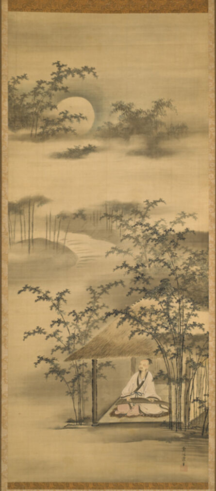 Kano Korenobu, ‘Playing the Zither in a Bamboo Grove’, Edo period (1615, 1868), ca. 1794, 1808