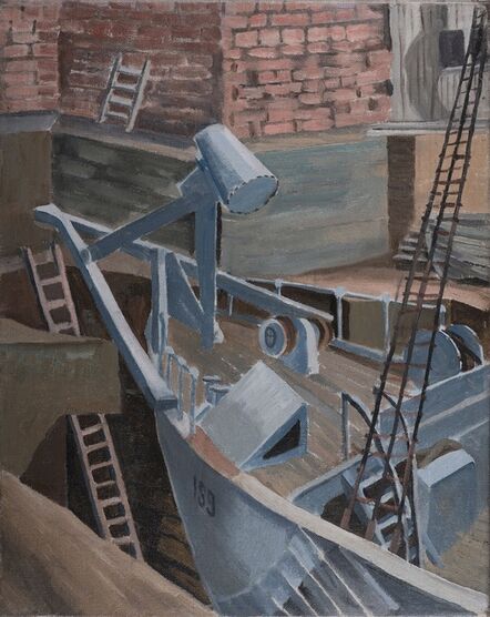 Isobel Atterbury Heath, ‘A Royal Navy Mine Sweeper in Dry Dock’, ca. 1940