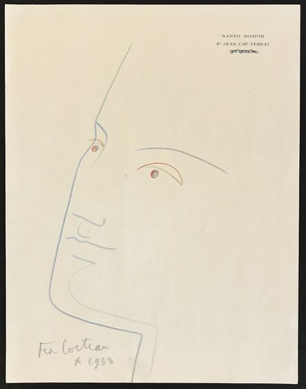 Jean Cocteau, ‘Portrait in Blue’, 1958
