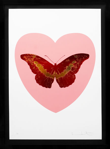 Damien Hirst, ‘'I Love You' Pink Heart, Red/Gold Foil Block Butterfly’, 2015