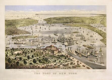 Currier & Ives, ‘The Port of New York.  Birds Eye View from the Battery, Looking South.’, 1878