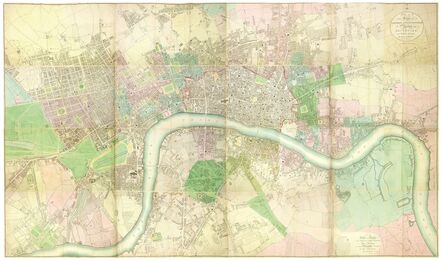 Richard Horwood, ‘Plans of the Cities of London and Westminster, The Borough of Southwark and Parts Adjoining, Shewing Every House. By R. Horwood. [and bound in as key sheet] Bowles's One-Sheet Plan of the Cities of London and Westminster... 1800.’, 1799