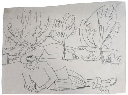 Ernst Ludwig Kirchner, ‘Reclining Young Man | Liegender Junger Mann’, 1911