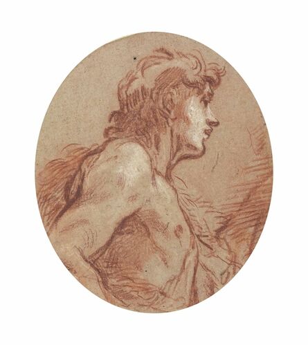 François Boucher, ‘Saint John the Baptist, half-length, in profile facing to the right’