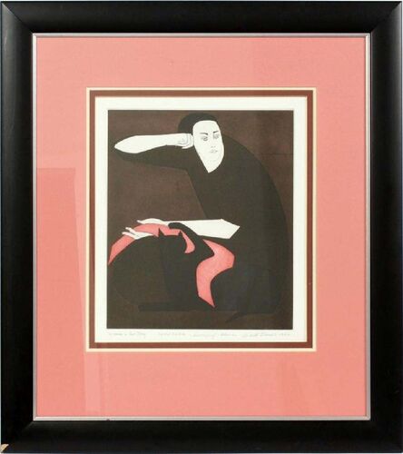 Will Barnet, ‘Woman and Cat Play	’, 1981