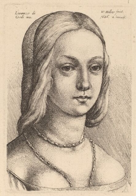 Wenceslaus Hollar after Lorenzo di Credi, ‘Head of Woman Looking Right’