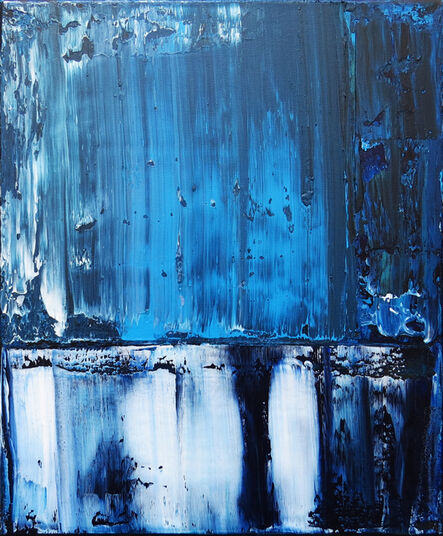 Leon Grossmann, ‘Abstract Painting. Blue Lake. Reflection. Homage to Richter. Blue, White, Grey, Black, Vibrant, bold ’, 2022