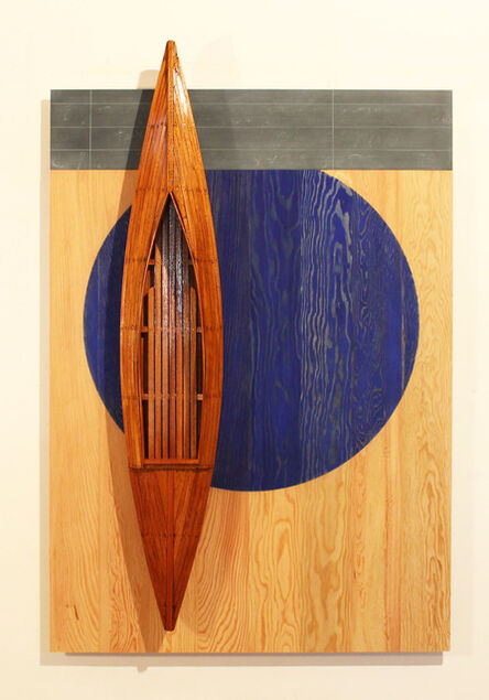 David Ruddell, ‘Blue Circle on Fir. Mahogany Boat’, 2018