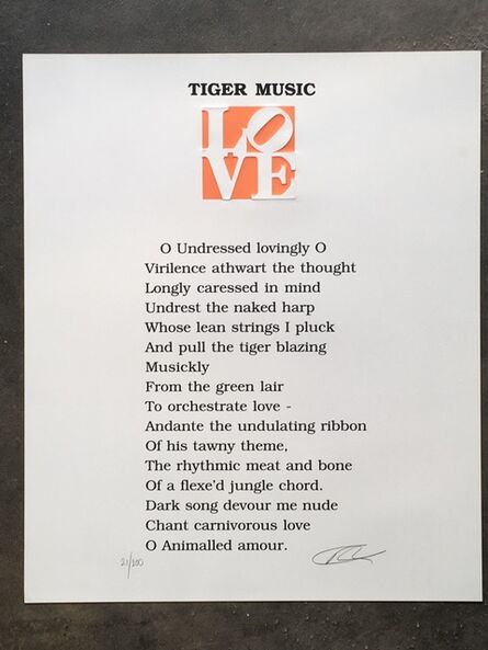 Robert Indiana, ‘Book of Love Poem - Tiger Music’, 1996