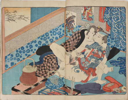 Utagawa Toyokuni III (Utagawa Kunisada), ‘Tattooed Lovers on a Cold Night’, ca. 1840