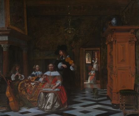 Pieter de Hooch, ‘Portrait of a Family Playing Music’, 1663