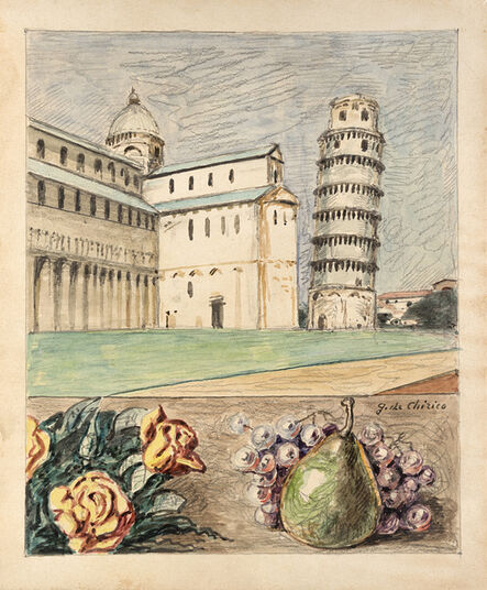 Giorgio de Chirico, ‘Veduta di Pisa con fiori e frutta dItalia’, 1966