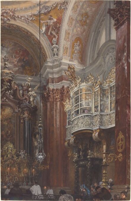 Adolph Menzel, ‘The Interior of the Jacobskirche at Innsbruck’, 1872