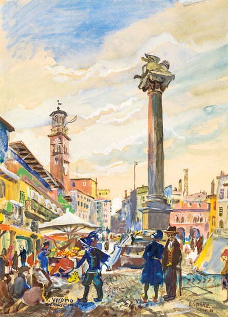 Oskar Laske, ‘Vegetable Market in Verona’, 1931