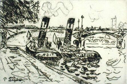Paul Signac, ‘Paris: Le Pont des Arts avec Remorqueurs’, 1927