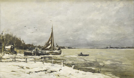 Louis Apol, ‘Winter landscape by a river’, 1900-1910