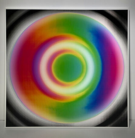 bruce jefferies reinfeld, ‘lenticular spectrum circle in black square’, 2019