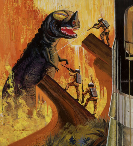 Paul Wenzel, ‘     Godzilla like Dinosaur Monster, SCI FI I.O.U., If Science Fiction Cover Illustration’, 1961
