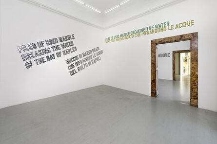 Lawrence Weiner, ‘Piles of used marble breaking the water of the bay of naples’