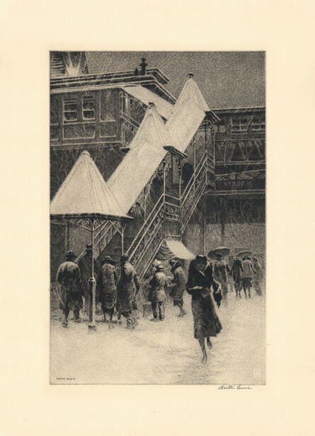 Martin Lewis, ‘Snow on the "El"’, 1931
