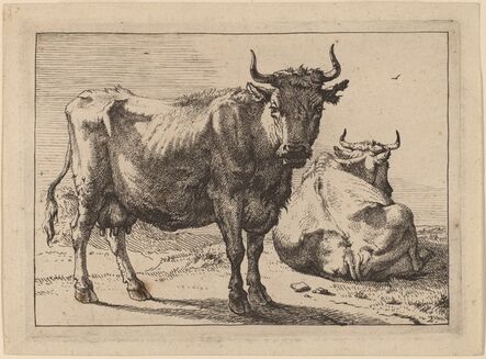 Paulus Potter, ‘A Cow Standing and Another Lying Down’, 1650