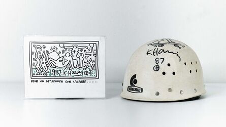 Keith Haring, ‘Untitled (Helmet and Invitation)’, 1987