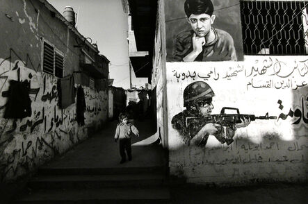 Larry Towell, ‘Shati Refugee Camp, Gaza Strip [refugee child and graffiti]’, 2001
