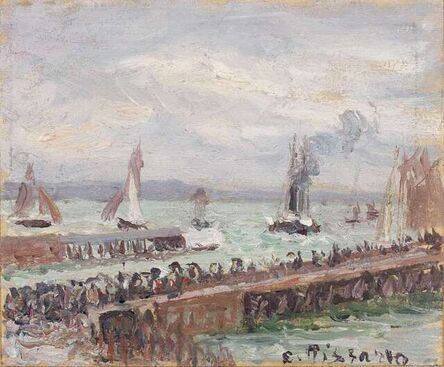 Camille Pissarro, ‘Entrée du port du Havre et le brise-lames ouest, soleil, mer agitée’, 1903