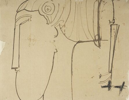Amedeo Modigliani, ‘Two studies for sculpture head in profile to left’, ca. 1912-13