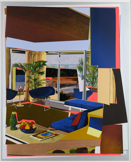 Mickalene Thomas, ‘Interior: Blue Couch and Green Owl’, 2016