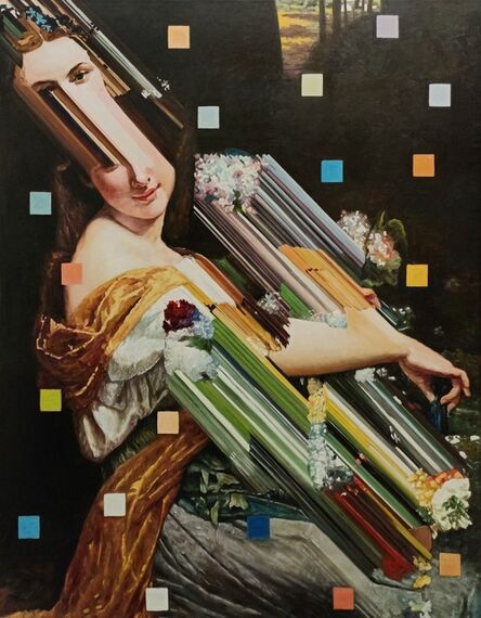 Alexis Mata, ‘Distorsión sobre mujer con flores’, 2022