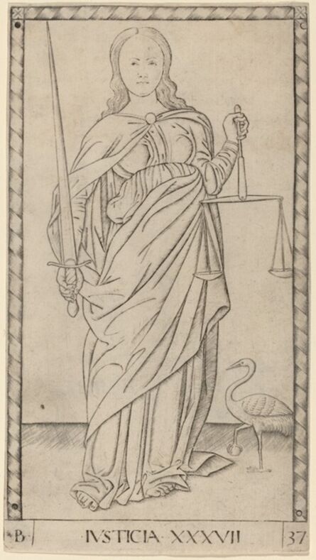 Master of the E-Series Tarocchi, ‘Justicia (Justice)’, ca. 1465