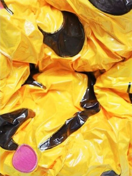 Piotr Krzymowski, ‘“suck it up” 1.2, photograph of emoji pillows squashed inside storage, vacuum bag’, 2018