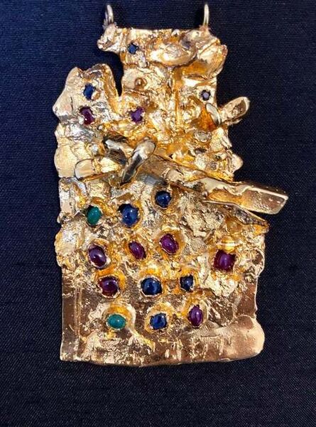 Igael Tumarkin, ‘Gold Gilt Bronze Sculpture Pendant Israeli Tumarkin Abstract Modernist Jewelry’, 1960-1969