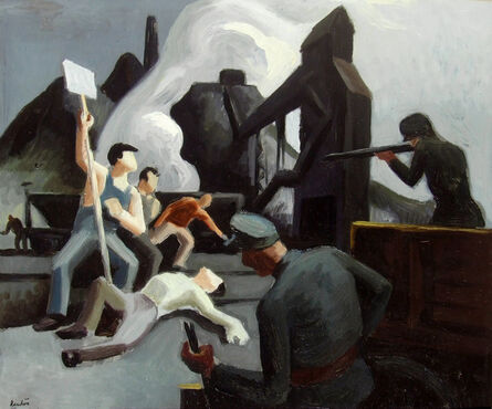Thomas Hart Benton, ‘Mine Strike, Pittsburgh PA (Waiting on verso, double-sided work) ’, 1933