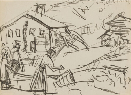 Ernst Ludwig Kirchner, ‘Village Center with Fountain, Stafelalp’, 1919-1920