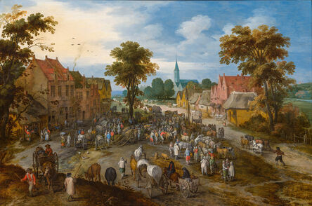 Jan Brueghel the Elder, ‘Entrance to a Village with Cattle Market ’, 1612