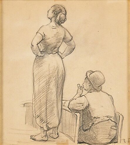 Robert Spencer, ‘Untitled (Study of a Woman and Canal Boatman)’