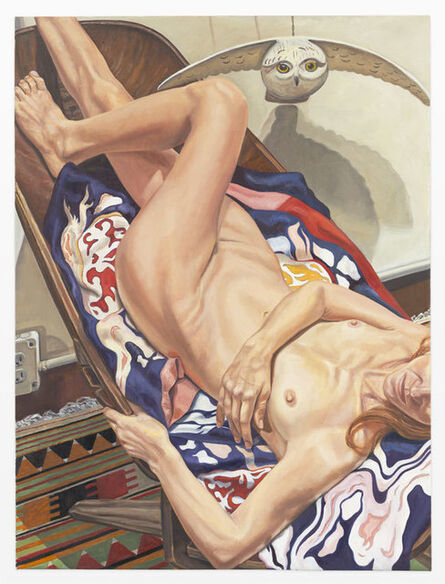 Philip Pearlstein, ‘Model on African Chair with Japanese Robe and Wooden Owl’, 2011