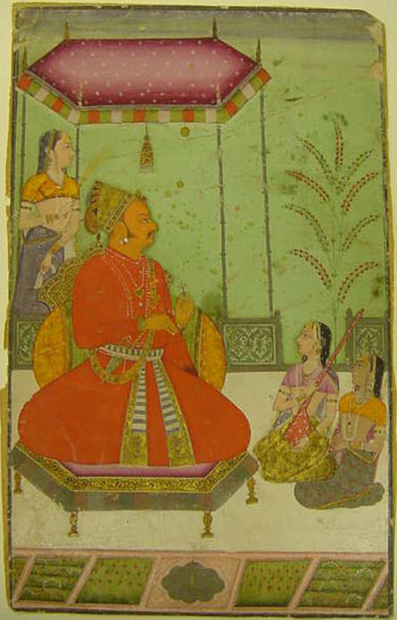 ‘Enthroned Maharaja Abhai Singh (1702-49) with Attendants’, 1725-1750