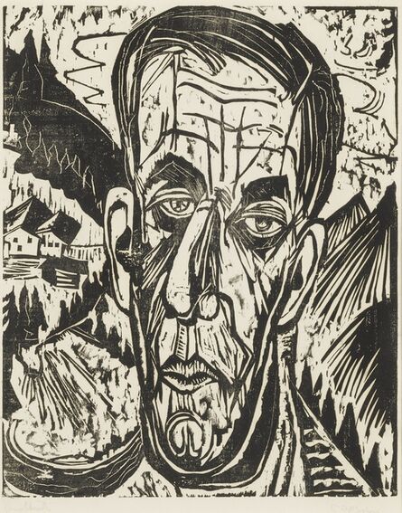 Ernst Ludwig Kirchner, ‘Kopf Henry van de Velde, Hell. - Van de Velde zwischen Bergen (Dube H311; Schiefler H286; Gercken 861/II)’, 1917