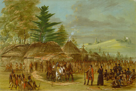 George Catlin, ‘Chief of the Taensa Indians Receiving La Salle.  March 20, 1682’, 1847/1848
