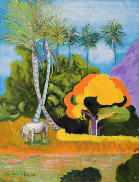 Margarita Lozano, ‘Palm Trees, Yellow Tree and Horse’, 2004