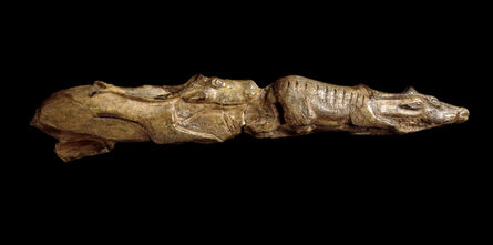 ‘Carving of swimming reindeer. Found at Montastruc, France’, ca. 11,000 BCE