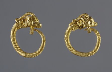 ‘Hoop Earrings with Antelope-head Finials’, 220 BCE - 100 BCE