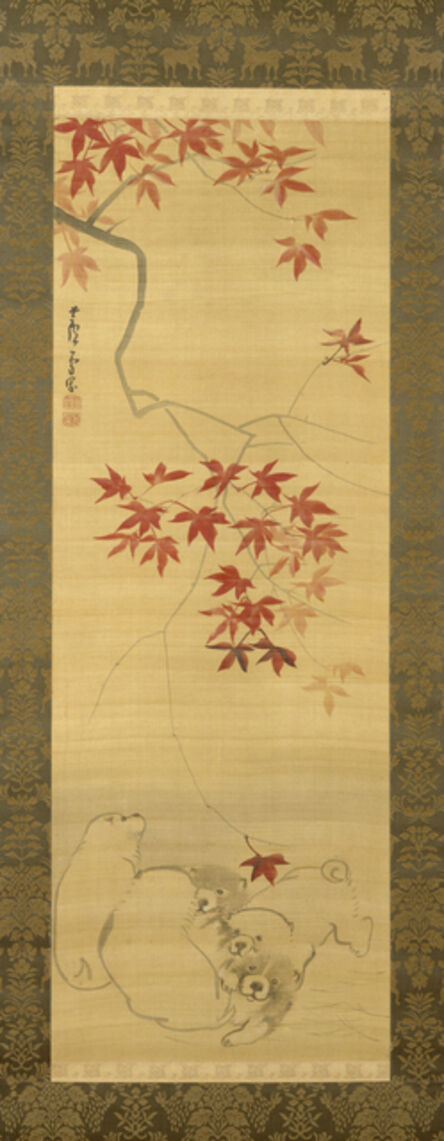Nagasawa Rosetsu, ‘Puppies Under a Maple Branch’, ca. 1790