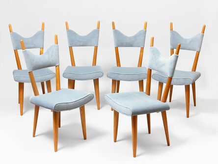 Jean Royère, ‘set of 6 "baltique" chairs’, ca. 1950