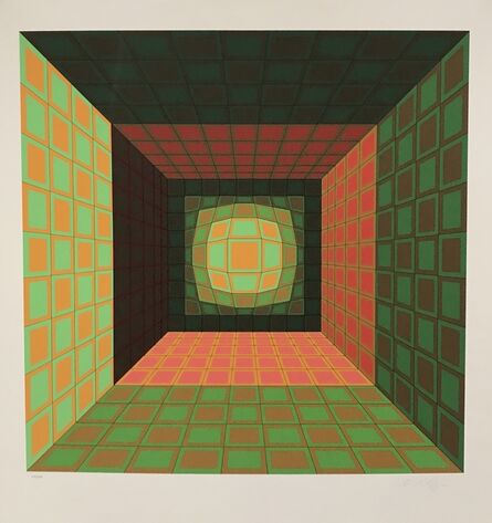 Victor Vasarely, ‘Green and Orange Composition’, 1980
